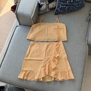 Yellow Gingham Ruffle two piece outfit